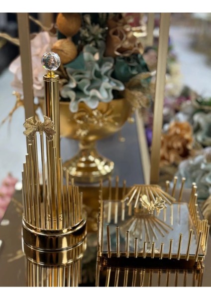 2'li Gold Peçetelik Kelebekli