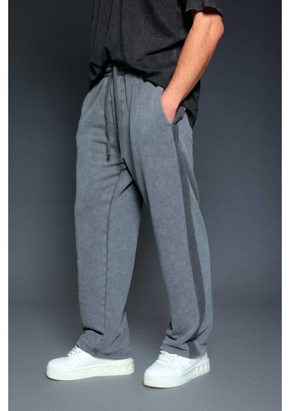 Erkek Baggy Fit Yıkamalı Jogger Pantolon Füme fiyatları