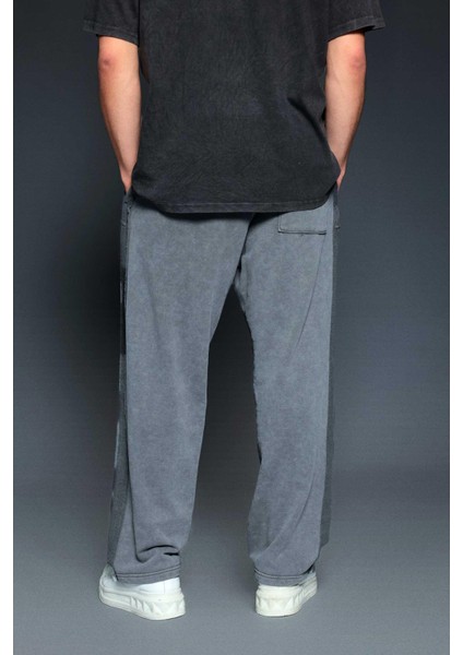 Erkek Baggy Fit Yıkamalı Jogger Pantolon Füme fırsatları