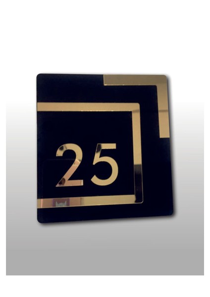 Daire Kapı Numarası Kare Siyah - Gold Aynalı Pleksi No:16 fırsatları