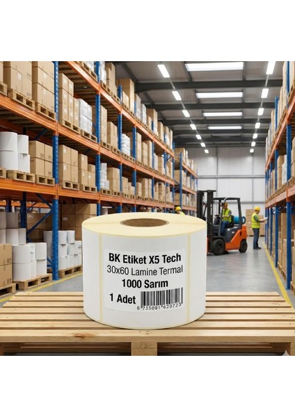 X5 Tech 30X60 Lamine Termal Barkod Etiketi 1000 Sarım 1 Adet