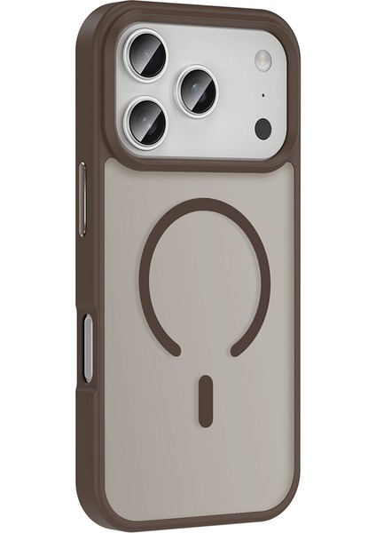 iPhone 17 Pro Kılıf M-Safe Şarj Özellikli Mat Arka Yüzey Snel Sio Kapak - Gri