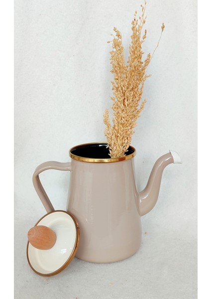 Cappuccino Bej Emaye Ibrik 950 ml Bitki Kahve Demliği Emaye Demlik modelleri
