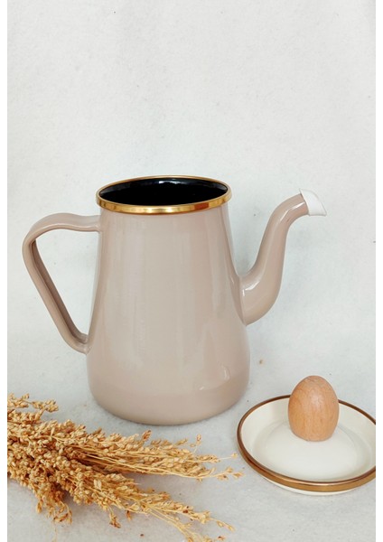Cappuccino Bej Emaye Ibrik 950 ml Bitki Kahve Demliği Emaye Demlik fırsatları