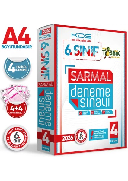 2026 6.Sınıf Yeni Sistem KDS SARMAL Deneme Paketi 4lü Türkiye Geneli D.Çözümlü Hızlı Tosbik Yayın