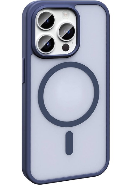Apple iPhone 14 Pro Kılıf Magsafe Şarj Özellikli Mat Arka Yüzey Snel Sio Kapak-Lacivert modelleri