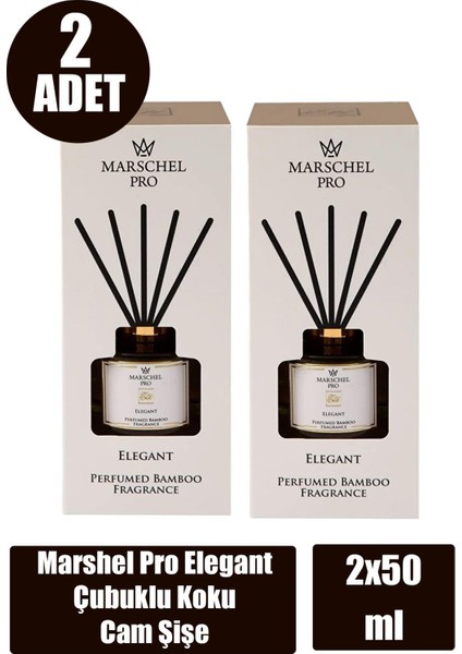 Marshel Pro Elegant Çubuklu Koku Cam Şişe 50 ml 2 Adet
