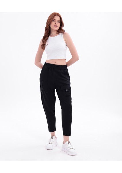 Fermuar Detaylı File Cepli Beli Lastikli Bilek Boy Spor Pantolon