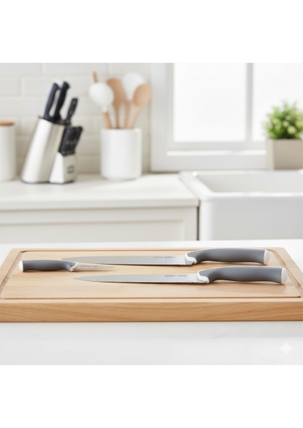 Ändlıg Bıçak Seti, Gri-Beyaz, 3 Parça
