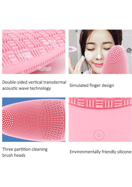 Derin Gözenek Temizliği İçin İnce Kaba Silikon Uçlu Elektrikli Yüz Temizleme Fırçası