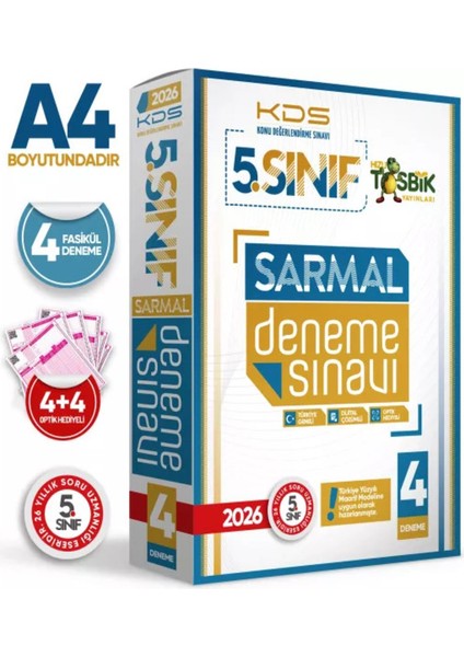 2026 5.Sınıf Yeni Sistem KDS SARMAL Deneme Paketi 4lü Türkiye Geneli D.Çözümlü Hızlı Tosbik Yayın