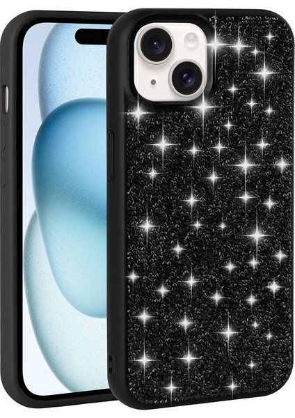 Apple iPhone 15 Kılıf Parlak Taşlı Tasarım Snel Pırlanta Kapak-Gri fiyatları