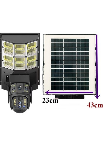 V380 IP66 Akıllı Wifi Kamera - 2in1 Güneş Enerjili Sensörlü Sokak Lambası + Kamera Mikrofonlu
