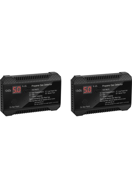 2x Propan Dedektörü 12V Lpg Doğal Gaz Sensörü Sızıntı Alarmı 85DB Siren Araba Rv Ev Dijital Propan Test Cihazı (Siyah) (Yurt Dışından)