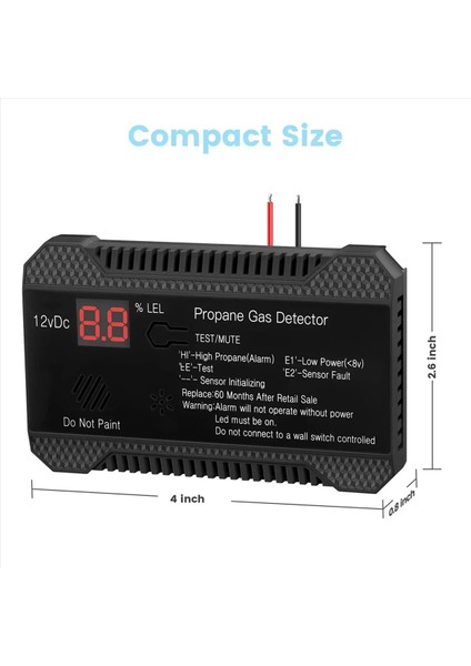 2x Propan Dedektörü 12V Lpg Doğal Gaz Sensörü Sızıntı Alarmı 85DB Siren Araba Rv Ev Dijital Propan Test Cihazı (Siyah) (Yurt Dışından) indirimleri