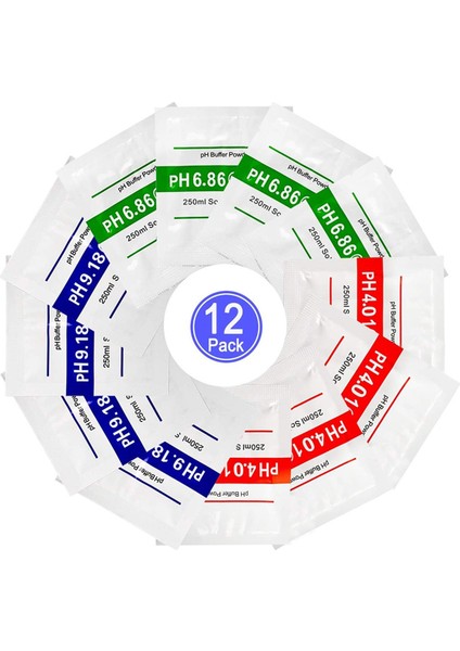12 Paket Ph Metre Tampon Çözeltisi Toz 6 86/4 00/9 18 Ph Kalibrasyon Çözeltisi Paketleri Hassas Ph Metre Için (Yurt Dışından)