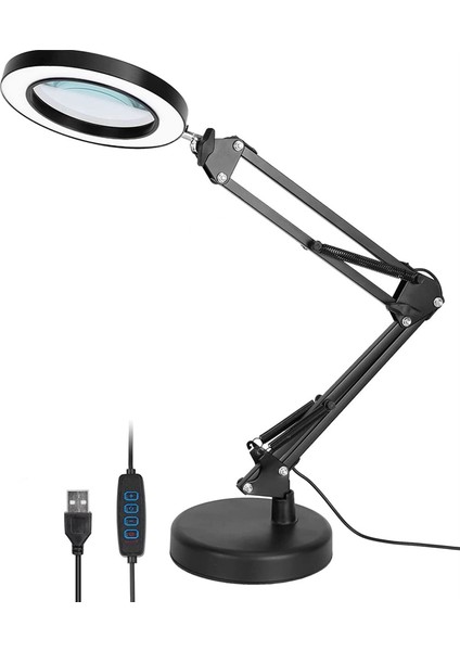 Işık ve Stand ile Büyüteç 10X Büyüteç Lambası Kelepçeli 2&#39 Si 1 Arada Masa Lambası 3 Renk Modu (Yurt Dışından)
