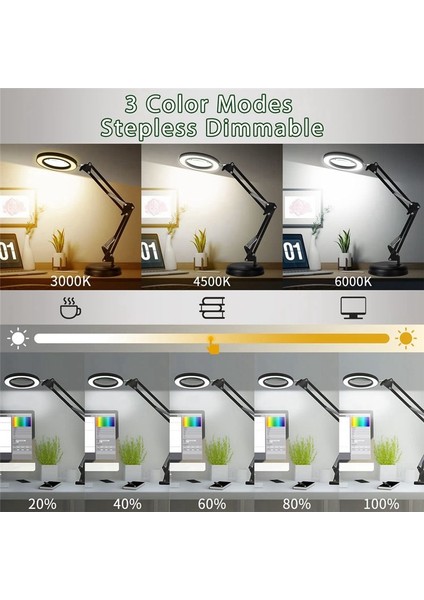 Işık ve Stand ile Büyüteç 10X Büyüteç Lambası Kelepçeli 2&#39 Si 1 Arada Masa Lambası 3 Renk Modu (Yurt Dışından) indirimleri