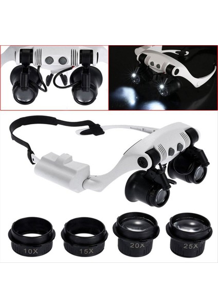 2x Kafa Bandı LED Büyütme Cam Kafa Işık Lambası Mikroskobu Takı Onarımı (Yurt Dışından) indirimleri