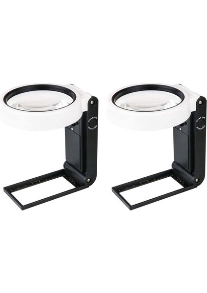 2x Büyüteçli Işık ve Stand Eller Serbest Elle Taşınır 6x 25X LED Işıklı Ayarlanabilir Katlanır Büyüteç (Yurt Dışından)