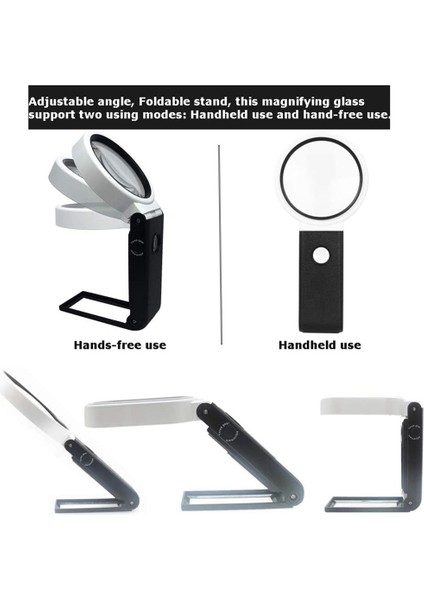 2x Büyüteçli Işık ve Stand Eller Serbest Elle Taşınır 6x 25X LED Işıklı Ayarlanabilir Katlanır Büyüteç (Yurt Dışından) indirimleri
