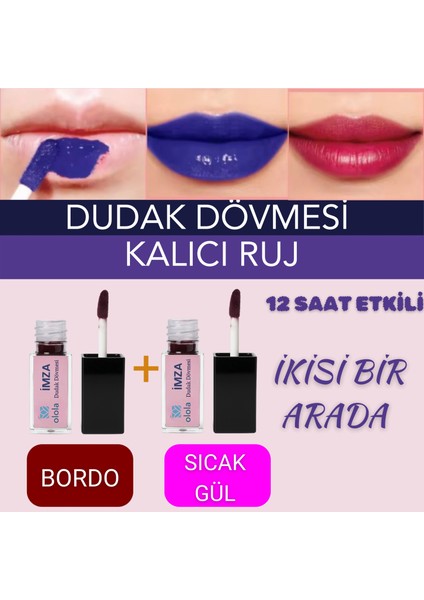 Imza Kalıcı Ruj Dudak Dövmesi Sıcak Gül-Bordo