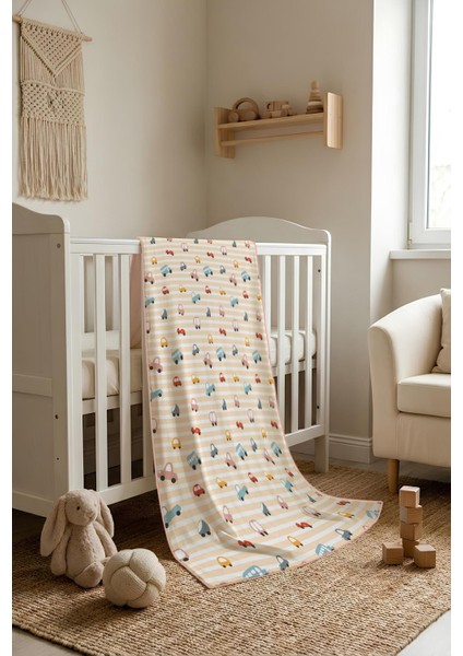 Araba Desenli Soft Touch Termal Bebek Battaniyesi CBT0002