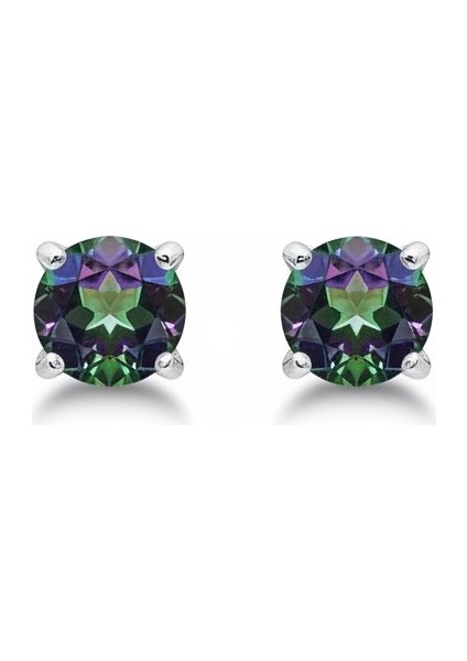 925 Ayar Gümüş Kadın Çivi Küpe Mistik Topaz Tek Taş Model fiyatları