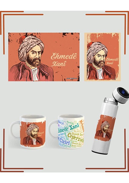 Kupa Poster Termosa Ehmedê Xani - Ahmede Hani Termos Kupa Poster (2 Kupa 1 Termos 1 Poster 1 Defter)
