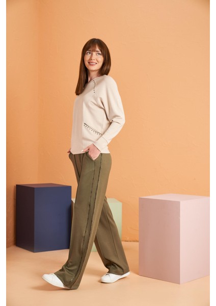 Kadın Uzun Kollu Sweatshirt Bol Paça Spor Eşofman Takım fiyatları