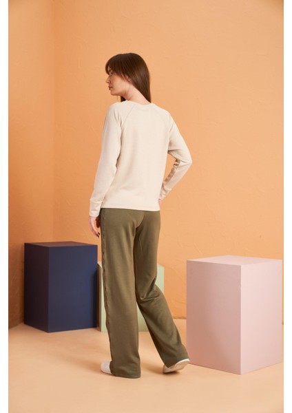 Kadın Uzun Kollu Sweatshirt Bol Paça Spor Eşofman Takım modelleri