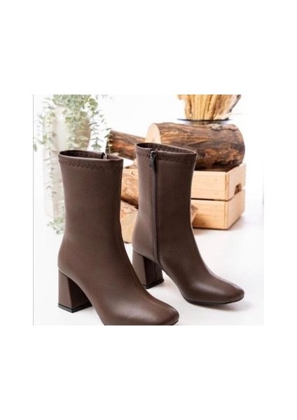 Shaxır Küt Burun Kalın Topuk Kadın Streç Bot modelleri