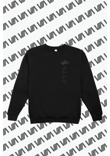 Vıa 3 Iplik Şardonlu Göktürk Nakış Desenli Sweat