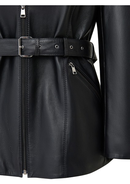 Scarlet Kadın Siyah Kürk Yaka Deri Mont 25WGD5621U5