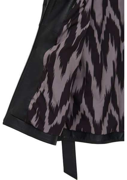 Scarlet Kadın Siyah Kürk Yaka Deri Mont 25WGD5621U5