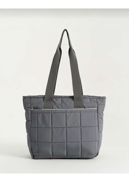 Kapitone Fermuarlı Geniş Hacimli Kadın El Kol ve Omuz Çantası