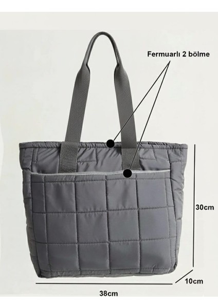 Kapitone Fermuarlı Geniş Hacimli Kadın El Kol ve Omuz Çantası fiyatları