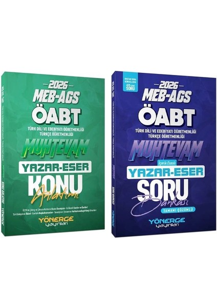Yönerge 2026 Öabt Meb-Ags Türkçe-Türk Dili Edebiyatı Muhtevam Yazar Eser Konu Anlatımı + Soru Bankası 2 Li Set