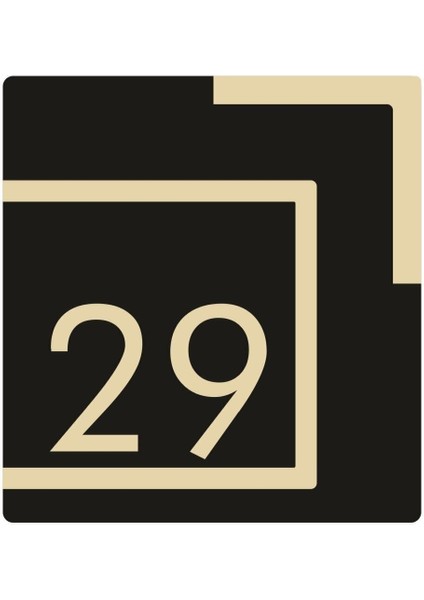 Kare Siyah Gold Aynalı Pleksi Daire Kapı Numarası No 29