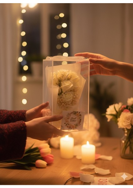 Kutulu 9 Kafalı Beyaz Gül Cipso Özel Gün ve Sevgiliye Hediye fiyatları