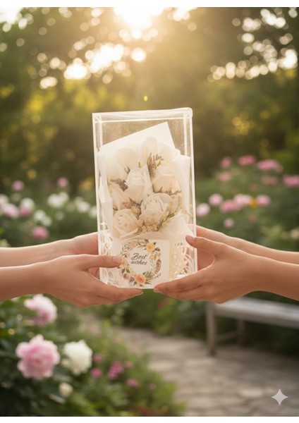 Kutulu 9 Kafalı Beyaz Gül Cipso Özel Gün ve Sevgiliye Hediye modelleri