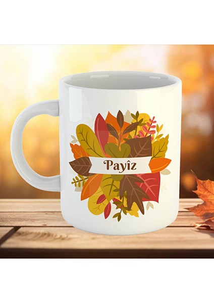 Payîz Porselen Kupa Bardak - Kürtçe Sonbahar Kupası