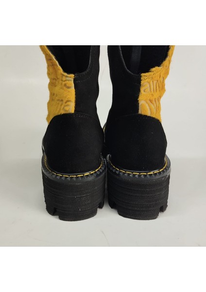 Kadın Hakiki Deri Sarı Süet Eva Taban Bot modelleri