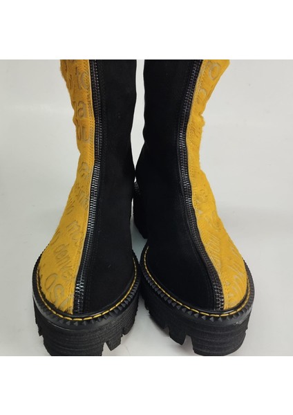 Kadın Hakiki Deri Sarı Süet Eva Taban Bot fırsatları