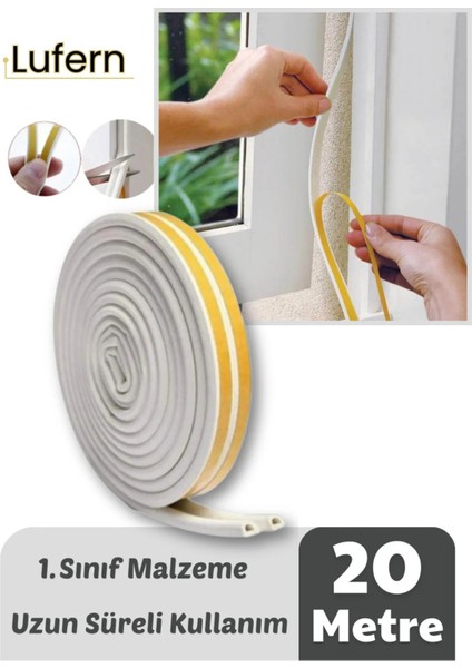 Pvc Doğrama Pencere Fitili Izolasyon Bandı Kendinden Yapışkanlı Beyaz Kauçuk Yalıtım Bant 2X10=20 mt