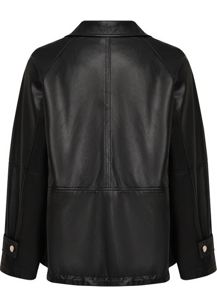 Fancy Kadın Siyah Devrik Yaka Oversize Deri Mont 25WGD5625U4 fiyatları