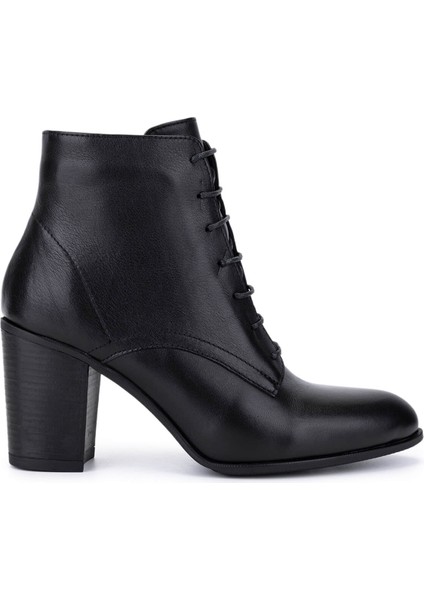 Kadın Hakiki Deri Siyah Deri Topuklu Bot 488 10026 Bn Bot SK25-26 Sıyah Dr
