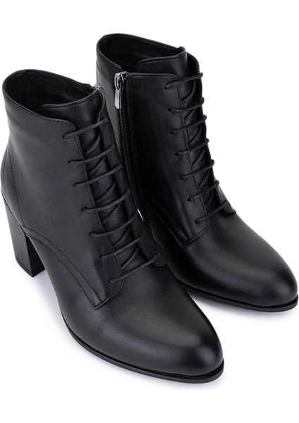 Kadın Hakiki Deri Siyah Deri Topuklu Bot 488 10026 Bn Bot SK25-26 Sıyah Dr fiyatları