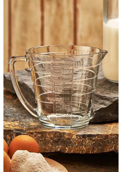 Cam Kabartmalı Desenli Ölçü Kabı