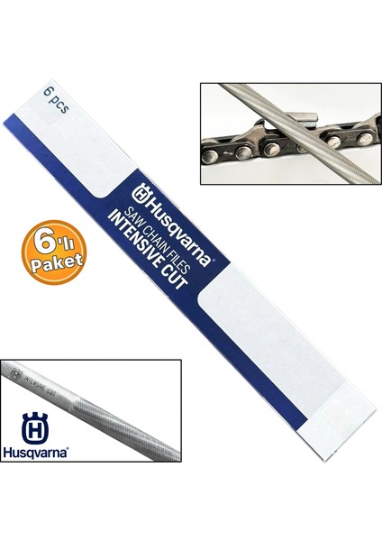 6 Adet Motorlu Testere Zincir Bileme Eğesi 3/16 4.8mm Orta Eğe